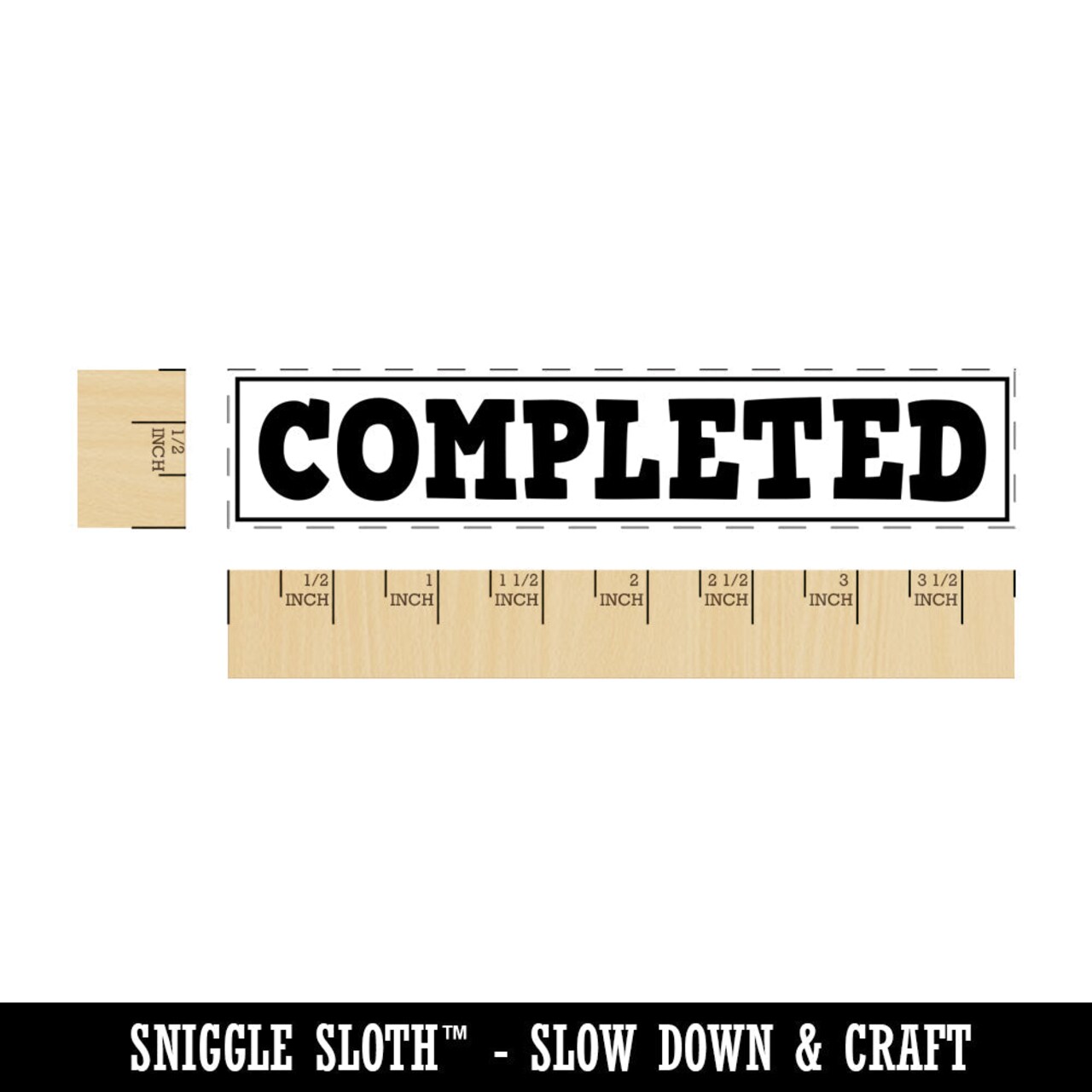 Completed Fun Text Rectangle Rubber Stamp for Stamping Crafting